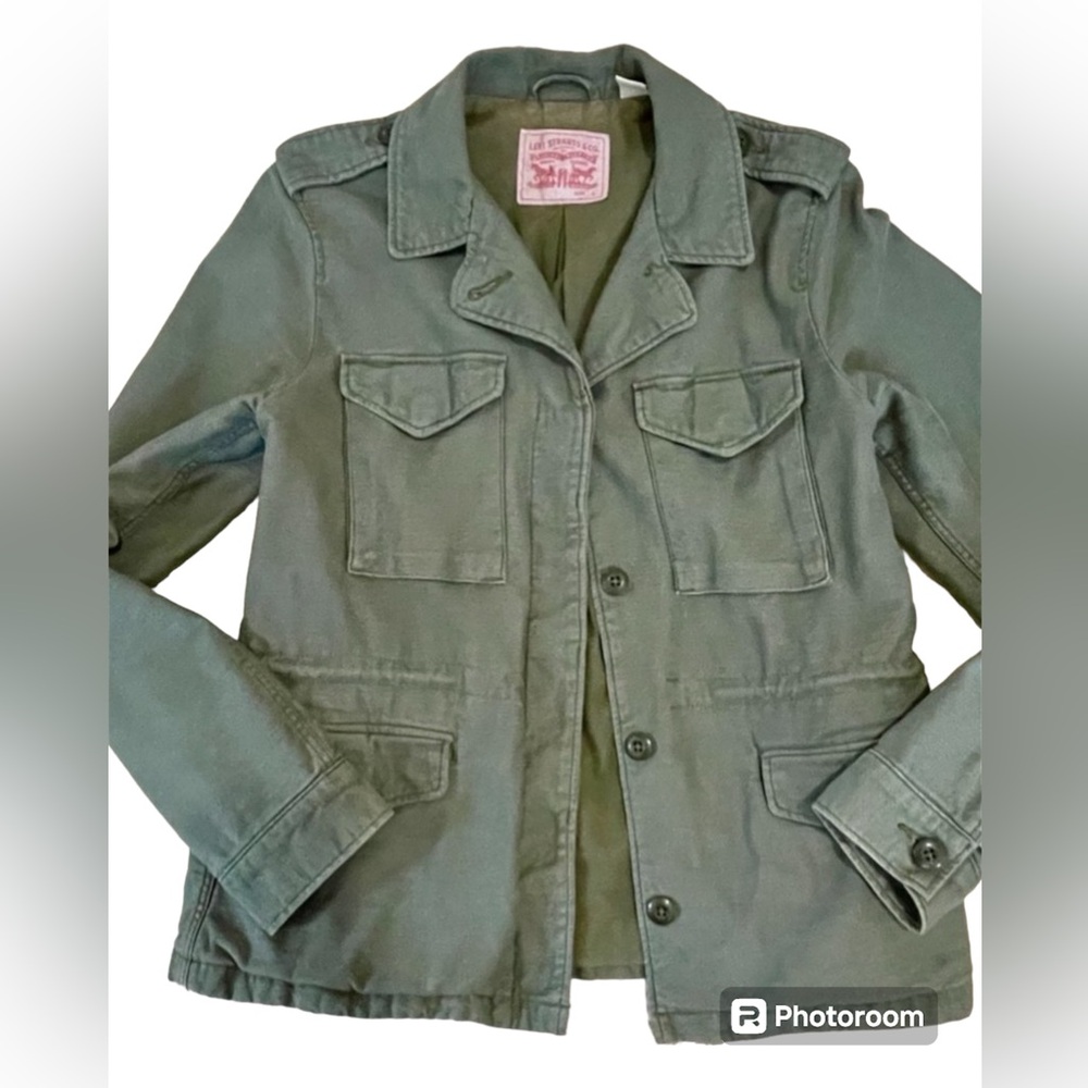 Levi’s utility field cargo military army green cotton jacket large - Picture 3 of 16